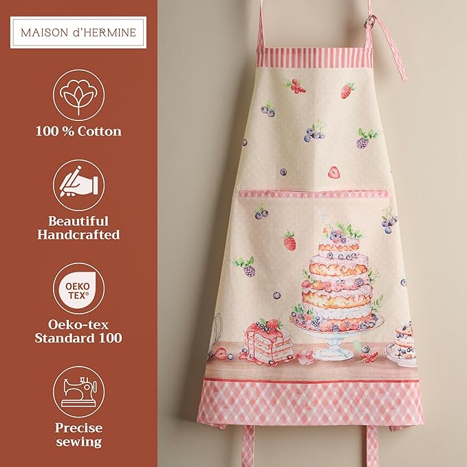 Maison d' Hermine 100% Cotton Apron for women with Pocket Kitchen Chef Apron for Men Cooking Gardening Server Waitress
