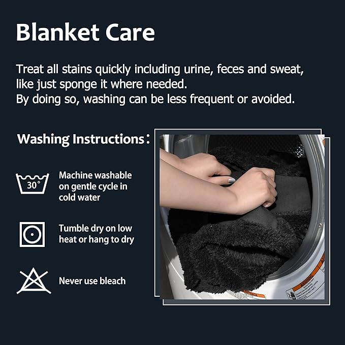 Kritter Planet Waterproof Bed Blanket for Dogs, Washable Stain Proof Pad Bed Cover, Reversible Leakproof Furniture Protector, Liquid Pee Proof Blanket for Couch Sofa, 80x60 inch, Queen Size, Black