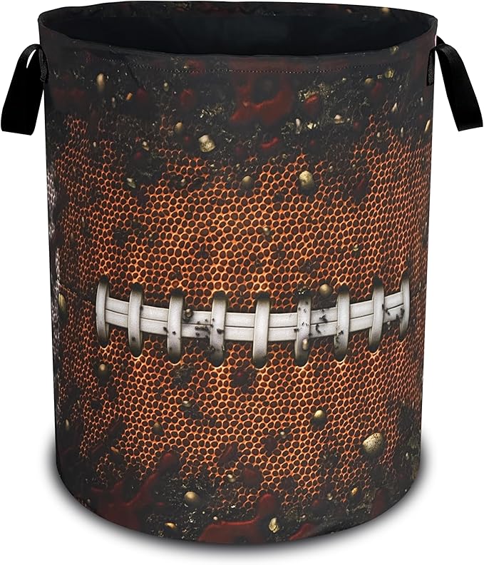 Football Laundry Basket Oxford Cloth Ball Texture Pattern Laundry Hamper With Handle Foldable Portable Clothes Storage Basket 18.9 X 16.5 Inch Storage Bag For Laundry Room/Bathroom/Bedroom/Dormitories