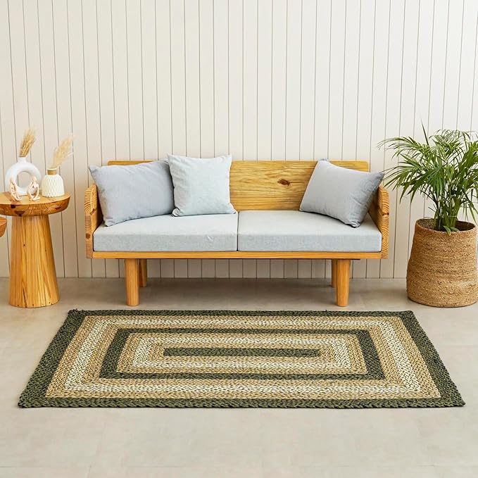 Traditional Jute Braided Runner Rug, Rustic Primitive Country Décor for Kitchen, Entryway, Hallway, Meadow, 2'6"X20'