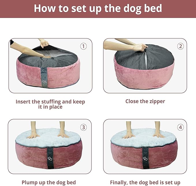 COZY ONE Mia Collection Self-Warming Oval Dog Bed - Ultra-Soft Plush Dream Pet Bed with Removable Velvet Cover - Cozy Dog Beds for Medium Dogs (36x32x10 Inch, Pink) - Made in USA