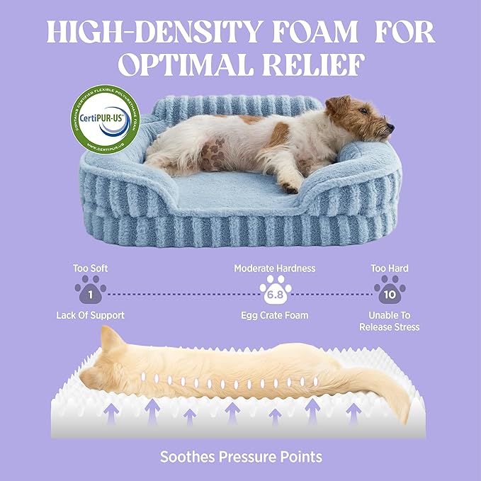 LE SURE Cute Dog Beds for Extra Large Dogs, Orthopedic Waterproof XL Pet Bed with Sides, High Back Non-Slip and Egg-Crate Foam Big Dog Couch Sofa with Washable Removable Cover, Blue