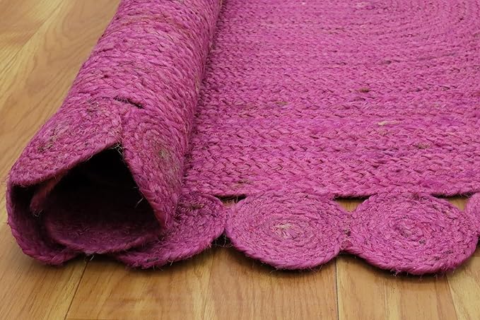 Oval Rug 4x6 Area Rug Kilim Rug Pink Solid Design 0.27 inches ThickIndoor Outdoor Rug Flatweave Rug High Traffic Area Lake House Bedroom Dining Room Living Room