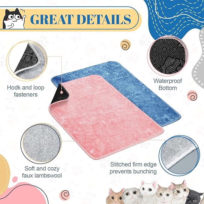 Drydiet 4 Pcs Pet Carrier Pad Travel Pet Reversible Dog Mat Replacement Liners for Travel Dog Bed Pad Washable Plush Double Sided Bed Mat for Cat Kennel Crate(Colorful,17 x 11 Inch)