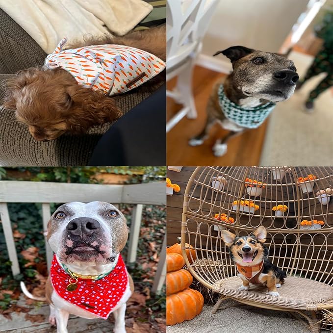 MR. CHUBBYFACE St.Patrick's Green Grid Dog Bandanas Reversible Triangle Bibs Scarf Accessories for Dogs Cats Pets