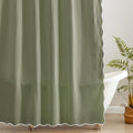 MONDAY MOOSE Scalloped Waffle Weave Shower Curtain with Rustproof Metal Grommet Holes for Bathroom, Machine Washable, Hooks Included (72x72 inch, White/Sage)