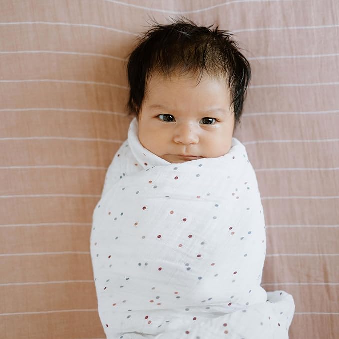 Little Unicorn Premium Cotton Swaddle Baby Blanket | Breathable Fabric | for swaddling, Play, Nursing & More (Dots)
