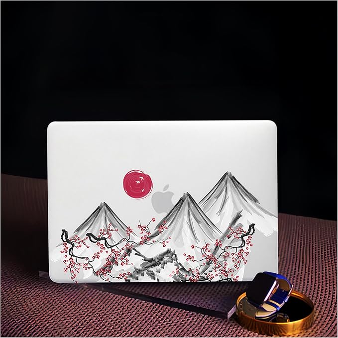 BYCeKe Compatible with MacBook Air 13.6 inch Case 2022-2025 M4 A3240 M3 A3113 M2 A2681,Sunset&Moutain for Mac Air13 M4 Pattern Plastic Hard Shell&Keyboard Cover for Air 13.6 Print,Abstract Mountain