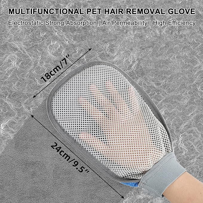 PetJoyHaven Pet Hair Removal Glove for Dogs & Cats, 2026 Newly Upgraded Electrostatic Animal Hair Removal Glove, Reusable Magic Brush for Clothing, Couch, Bed, Carpet, Car Seat, Furniture