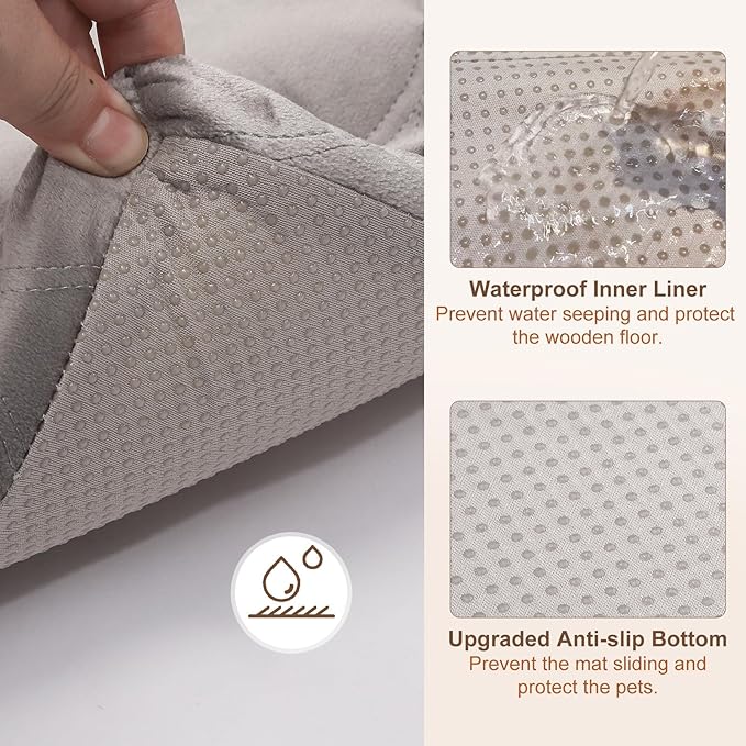 BEAUTYZOO Dog Crate Pad for Large Dogs, Washable & Detachable Kennel Mat, Anti-Slip Soft Fluffy Puppy Bed for Crate, Cage, and Car Travel, Cozy Sleeping Mattress, 42x28 Inches, Gray