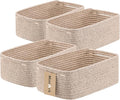 MiniArk Small Storage Baskets for Organizing | Closet Organizer Bins | Shelf Toy Basket | Woven Rope Baskets | Cube Decorative Box | Shallow Basket | 13x8.5x5.1” | 4 Packs Mixed Brown