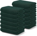 Kitinjoy 100% Cotton Waffle Weave Kitchen Towels, 12-Pack Super Soft and Absorbent Dish Towels for Drying Dishes, Kitchen Hand Towels, 13 in x 28 in, Blackish Green