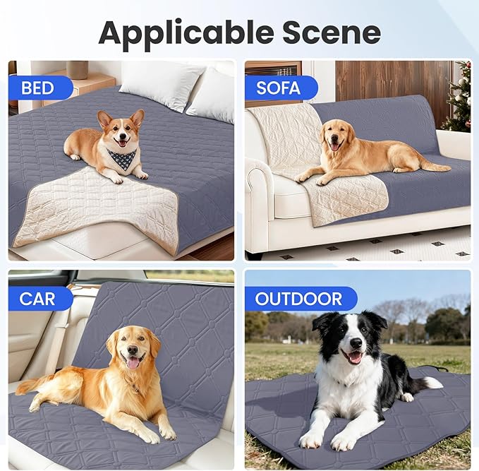CYCMACO Waterproof Dog Bed Cover Pet Blanket, Soft Couch Cover for Dogs Washable, Non-Slip Dog Blanket Protect Furniture Couch Sofa Car for Puppy Large Dogs Cat (30x70 Inch, Grey Blue)