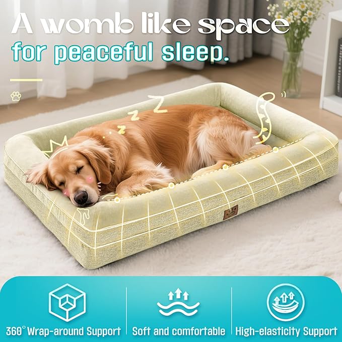 TaiBest Waterproof Memory Foam Dog Beds for Small Dogs Non-Slip Orthopedic Dog Beds Washable Couch Pet Bed with Removable Cover (Beige, Small)