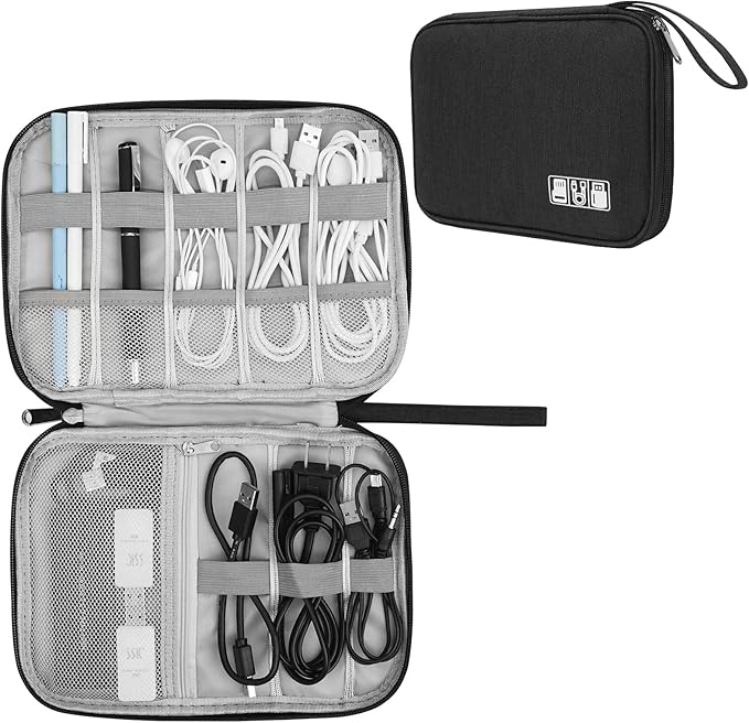 XINGXINRONG Electronic Organizer Travel Universal Cable Organizer Electronics Accessories Bag for Cable, Charger, Phone, USB, SD Card,1Pack