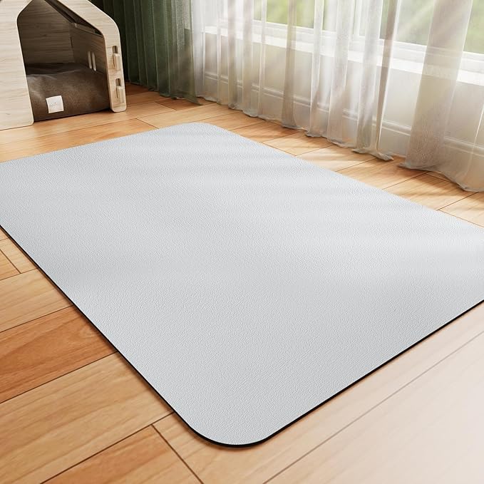 HotLive Dog Food Mat - Absorbent Cat Mat for Food and Water, No Stains Pet Feeding Bowl Mat, Easy to Clean Pet Placemats, Quick Dry Dog Water Dispenser Mat for Messy Drinkers | Light Grey 24"x36"