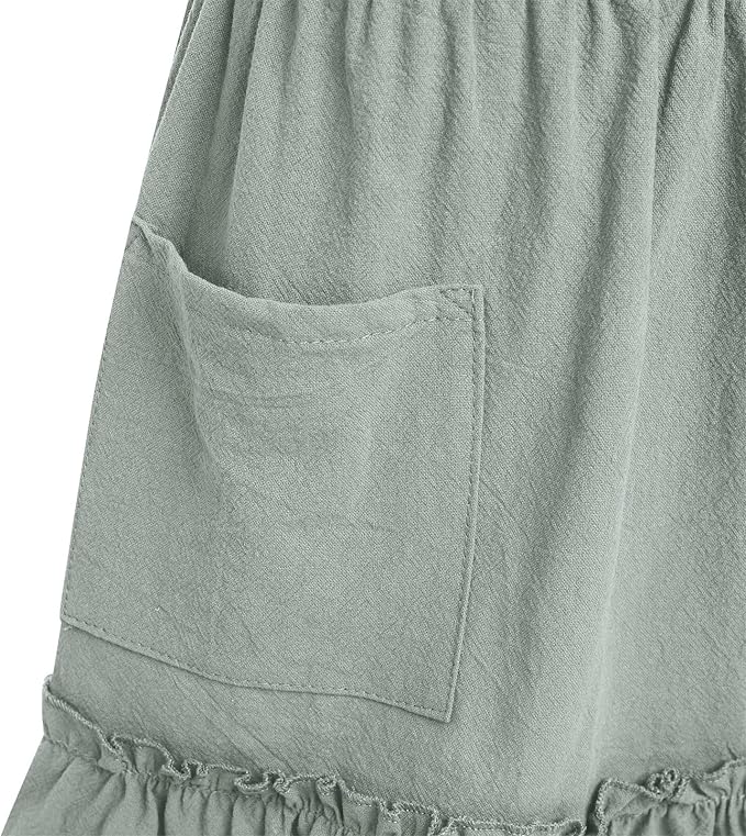 OBEEII Kids Aprons for Cooking Cotton Linen Children Baking Kitchen Gardening Painting Apron Pinafore Dress with Pockets