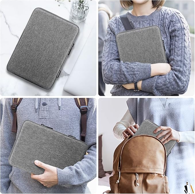 MoKo 9-11 Inch Tablet Sleeve Bag Carrying Case Fits New 11inch iPad Air M3, iPad A16 2025, iPad Pro 11 M4, Air 5/4/3, iPad 10/9/8th Gen, Tab S8/S9 11", Light Gray