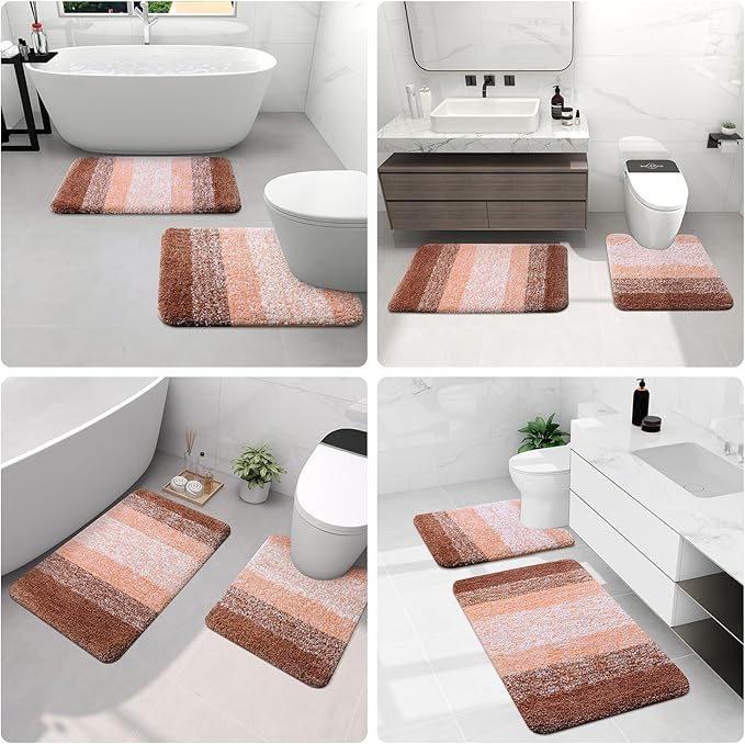 Arotive Microfiber Bathroom Rugs, Shaggy Soft and Absorbent Bath Rug, Non-Slip, Thick Plush Machine Washable Dry Bath Mats for Bathroom, Tub and Shower, 70x24, Orange, Rectangular