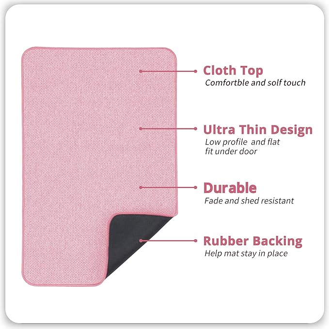 Bosap Bath Mat,Ultra Thin Bathroom Rugs,Rubber Bath Mats for Bathroom,No Slip Bath Rugs,Quick Dry,Machine Washable,Low Pile,Absorbent,Shower Outside,Sink,Home Decor Accessories.Pink,2'x3'(24x36inch)