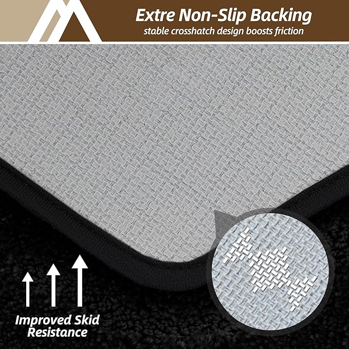 COSY HOMEER Bathroom Mat Rugs 24”x36” Non-Slip Absorbent Bath Mat Plush Shaggy Machine Washable Bath Rugs Soft Polyester Bath Mats for Bathroom Floor,Tub and Shower,Black