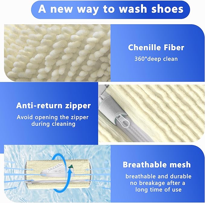 Xinambyh 2Pcs Reusable Shoe Washing Machine Bag for Washer and Dryer:Free Up Hands, Prevent Deformation,shoe bag with Zipper Protection Design, Use for all Shoes,Sports Shoes