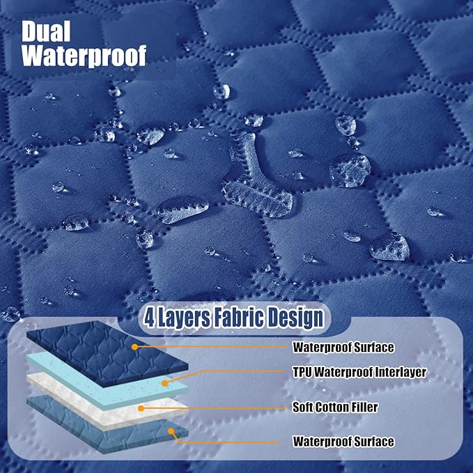 Smiry Waterproof Dog Bed Cover Blanket, Soft Reversible Pet Blanket, Washable Leakproof Cats Dogs Couch Cover for Sofa, Couch, Furniture, Plaid (82x102 Inch, Navy/Blue)