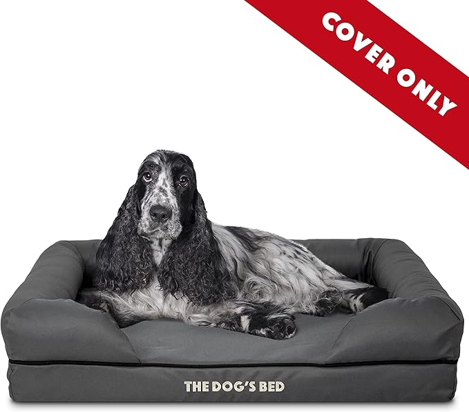 The Dog's Bed Replacement Outer Cover ONLY (Outer Cover ONLY - NO Bed, NO Waterproof Inner) for The Dog's Bed, Washable Oxford Fabric, Medium (Grey & Black Piping) Veterinary Approved