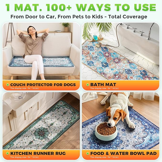 Hompet 2 Pack Waterproof & Absorbent Dog Car Seat Cover Mat, Fits Most Dog Car Hammocks, Washable Reusable Backseat Protector Pad, Quick Dry Leak-Proof Non-Slip Pet Travel Mat for Cars, 24.8"x54"