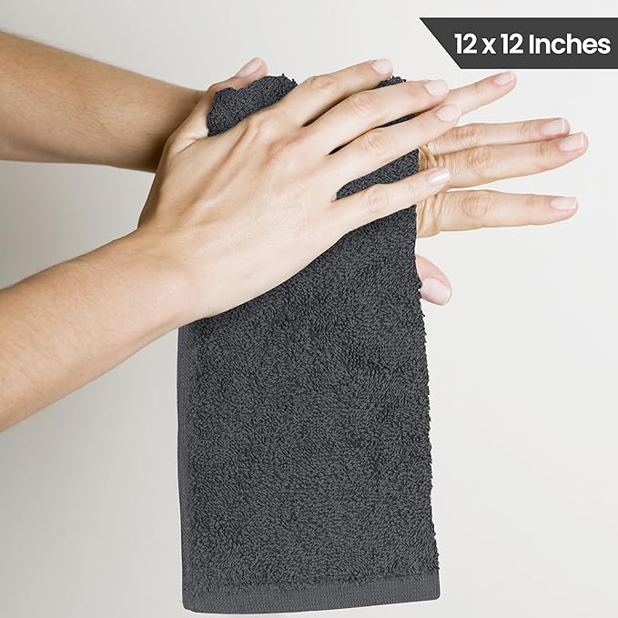Utopia Towels 24 Pack Cotton Washcloths Set, 100% Ring Spun Cotton, Premium Quality Flannel Face Cloths, Highly Absorbent and Soft Feel Fingertip Towels, Grey