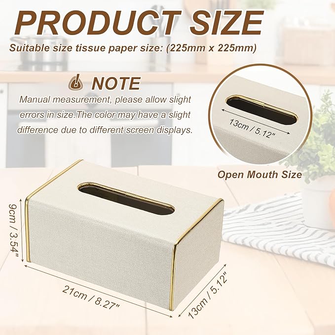 uxcell Tissue Box Cover, Rectangle Modern Tissue Box Holder with Magnetic Closure for Living Room Bedroom Office Hotel Desk (8.3"x5.1"x3.5", White)