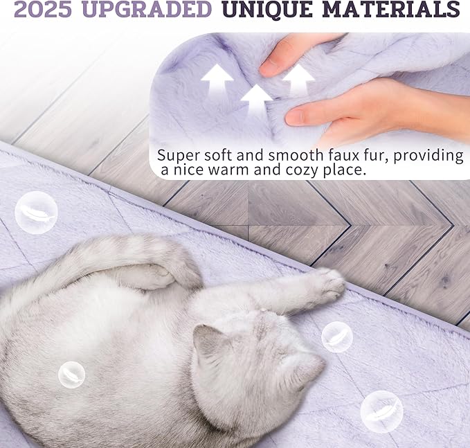 NWK Fluffy Self Warming Cat Mat, Cat Blanket, Thermal Dog Mat, Washable, Non-Slip Bottom for Sofa & Crate & Kennel & Car Seat (Purple, Medium (28'' X 19'' X 0.4''))