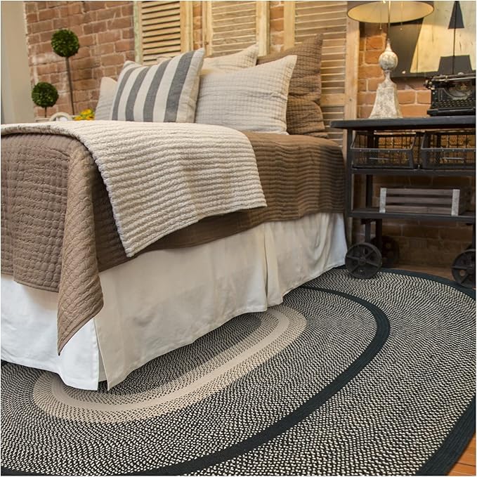 Homespice Manchester Braided Oval Rugs 4x6' - Small Braided Area Rugs for Country Decor, Durable No Shed Jute for Low Maintenance