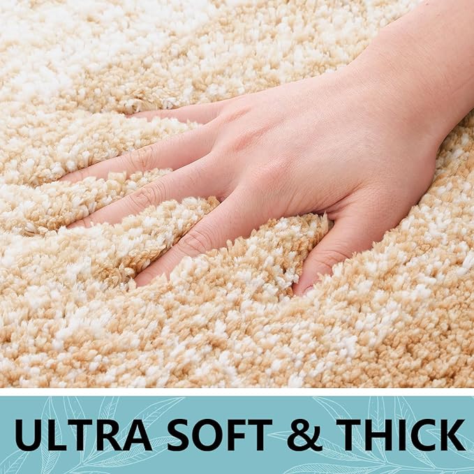 Arotive Microfiber Bathroom Rugs, Shaggy Soft and Absorbent Bath Rug, Non-Slip, Thick Plush Machine Washable Dry Bath Mats for Bathroom, Tub and Shower, 24x16, Beige, Rectangular