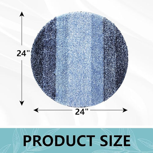 Arotive Microfiber Bathroom Rugs, Shaggy Soft and Absorbent Bath Rug, Non-Slip, Thick Plush Machine Washable Dry Bath Mats for Bathroom, Tub and Shower, 24x24, Blue, Round