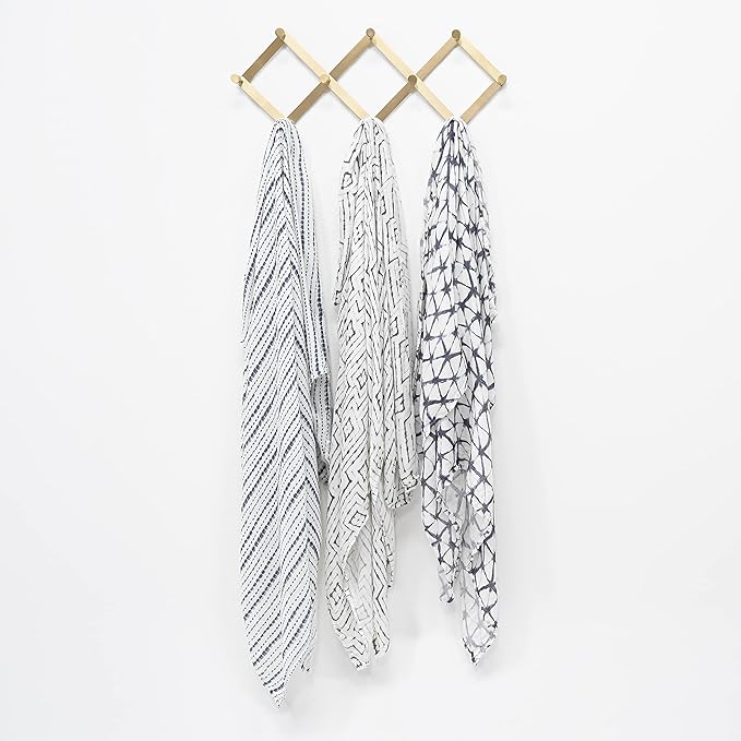 aden + anais Silky Soft Swaddle Blanket,100% Viscose from Bamboo Muslin Blankets for Girls & Boys, Baby Receiving Swaddles, Ideal Newborn & Infant Swaddling Set, 3 Pack, Pebble Shibori