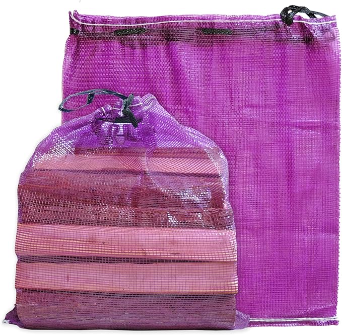 deebree Mesh Firewood Bags 22"×24" 300 Per Pack Crawfish Sacks, Firewood Bags for Selling, Onion Bag Storage Potato Sacks Mesh Wood Bag Bulk (Pack of 300)