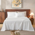 100% Linen Sheets King Size,Breathable & Durable 4-Piece Bed Flax Sheet Set,Soft All-Season Bedding for Hot Sleepers 16" Deep Pocket Oeko-TEX Certified,（King, White）
