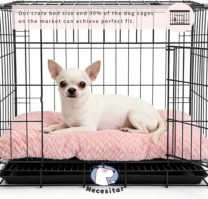 Necesitar 18 inch Dog Crate Bed Dog Mats for Sleeping,Up to 10 lbs Fluffy Pink Puppy Pad XXS