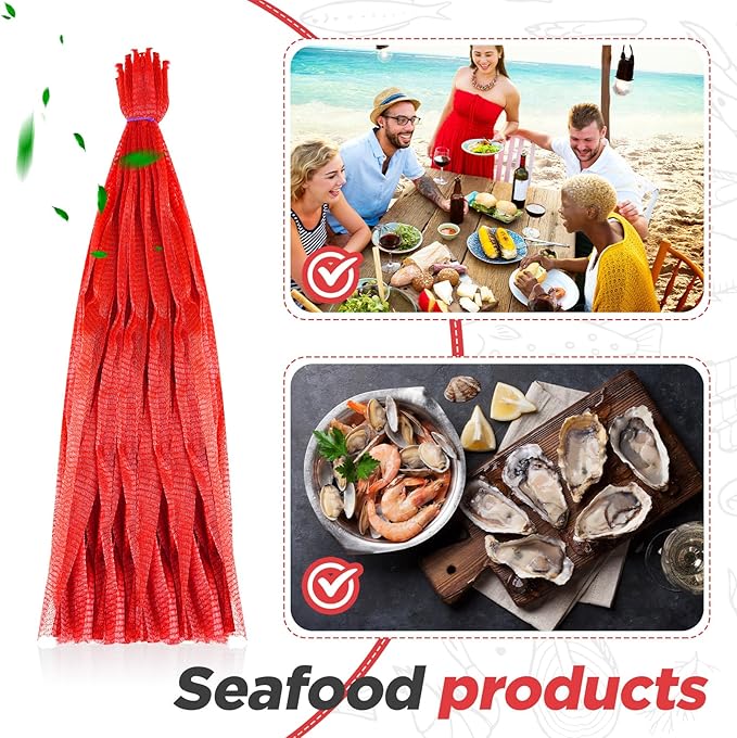 Windyun 1000 Pcs 20 Inch Mesh Bags for Vegetables Mesh Produce Bags Reusable Nylon Netting Bulk, Fits Storage Egg Vegetable Seafood Fruits Grocery (Red)