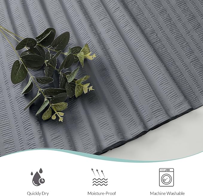 Aiyufeng Moga Extra Long Grey Shower Curtain 96 Inch Long, Embossed Texture Fabric Bathroom Shower Curtain, Large Hotel Bath Curtain with 12 Holes, 72Wx96H, Grey