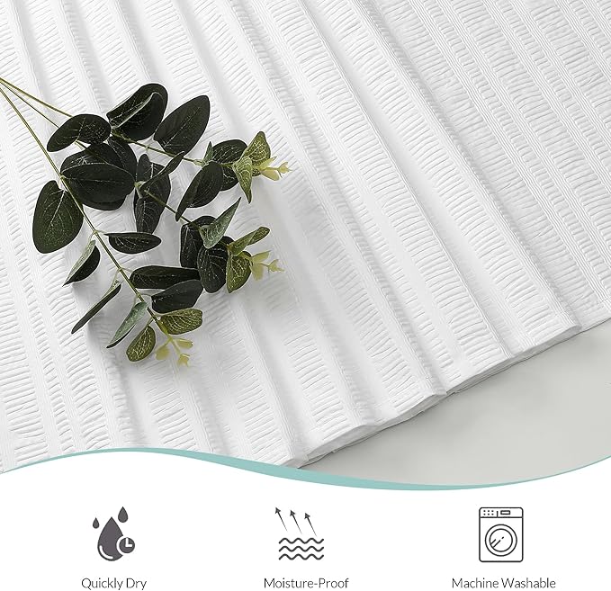 Aiyufeng Moga White Long Fabric Shower Curtain 72x78 inches Long, Hotel Quality, Washable, Water Repellent, White Spa Bathroom Curtains with 12 Button Holes, 72x78