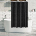 Stall Boho Black Woven Fabric RV Shower Curtain with Tassels 48 x 64 Modern Farmhouse Minimalist Tufted Chevron Striped Shabby Chic Textured, Water Resistant Curtain for Bathroom, Hotel Decor