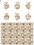 Patchwork Acorn Autumn Cotton Fabric Panel – 6 Designs (10×10 inch Each) + Bonus Sheet 29.5×19.6 inch, 100% Cotton 140 GSM, Made in Türkiye