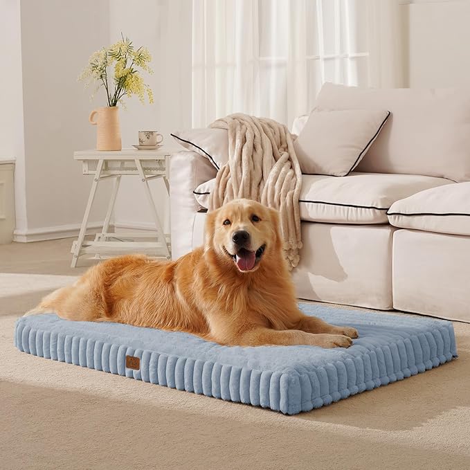 Orthopedic Dog Bed for Medium Dog, Waterproof Pet Bed,Non-Slip Bottom and Egg-Crate Foam with Removable Washable Cover Crate Bed,Blue,30"x20"x3"