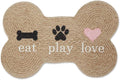 DII Braided Pet Mat Collection 100% Cotton, Bone Shape, Stone Eat Play Love