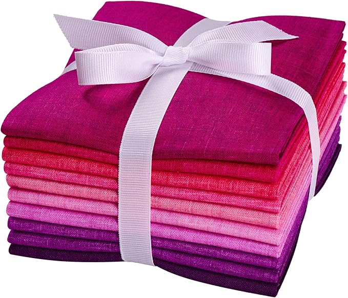 Craftido - 11 Options Solids with Tweed Tonals - Assorted Color Cotton Quilting Fabric Bundles 10pcs Fat Quarters 18"x21" - Medium Weight 5.2oz-for Quilting, Sewing and Crafts-Wildberry(Pinks+Purples)