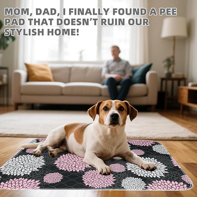 KOOLTAIL Washable Pee Pads for Dogs, 2 Pack Super Absorbent Reusable Puppy Training Pads Waterproof, Nonslip and Leak-Proof Dog Pee Pads, Large Pet Mats Whelping Pads for Floor, Crate, Couch, 36"x41"