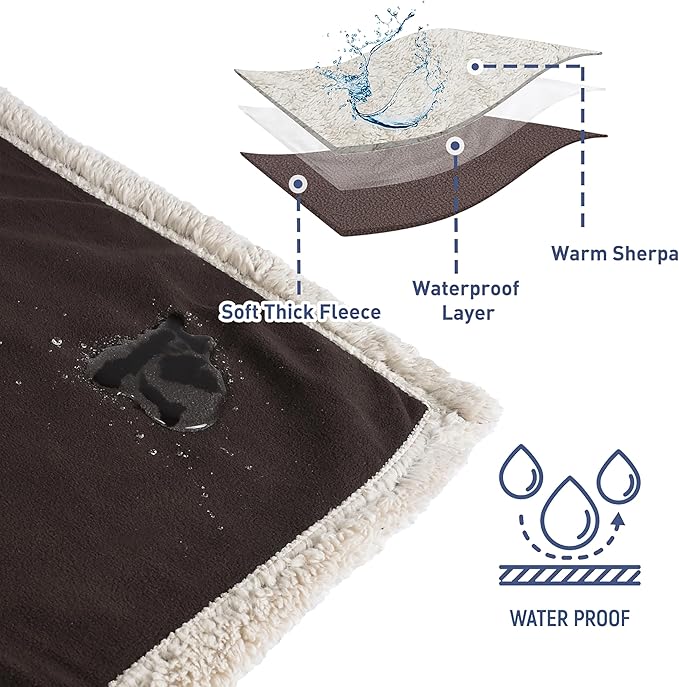Kritter Planet Waterproof Bed Blanket for Couples, Washable Stain Proof Pad Bed Cover, Reversible Leakproof Protector, Liquid Pee Proof Blanket for Couch Sofa, 80x90 inch, King Size