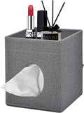 XNONE Tissue Box Cover with Storage Tray Square Tissue Box Holder PU Leather Facial Tissues Organizer Tray for Bathroom Vanity Bedroom Office Car,Stylish Napkin Caddy Decorative Organizer (Grey)